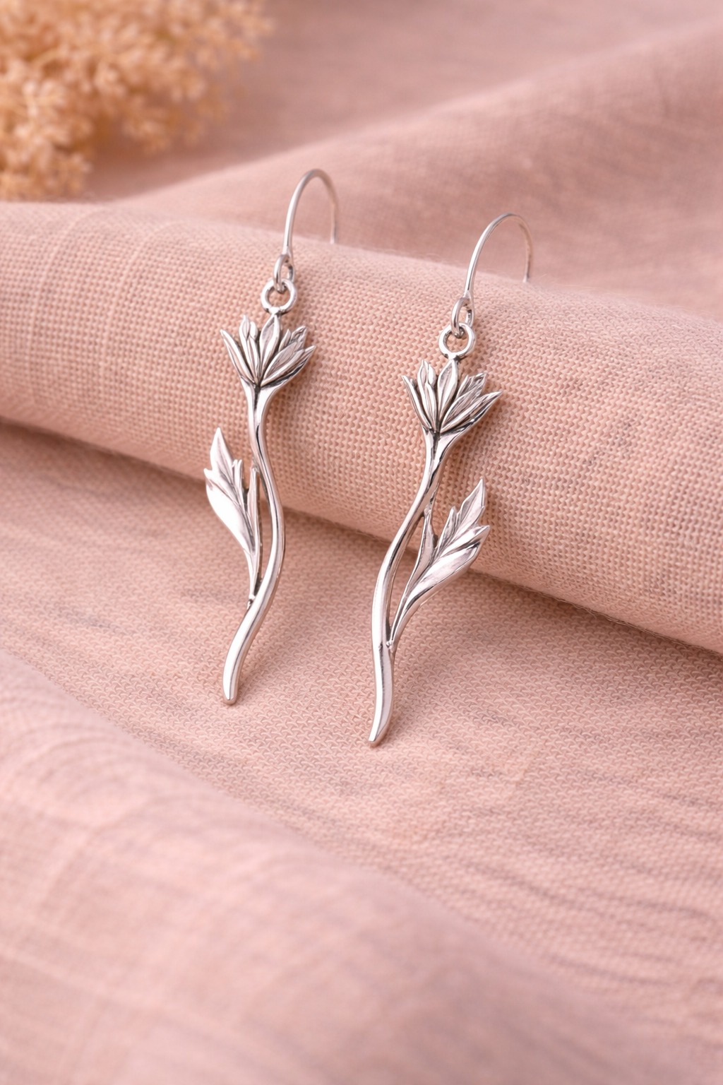 Thistle Earrings — delicate silver drop earrings