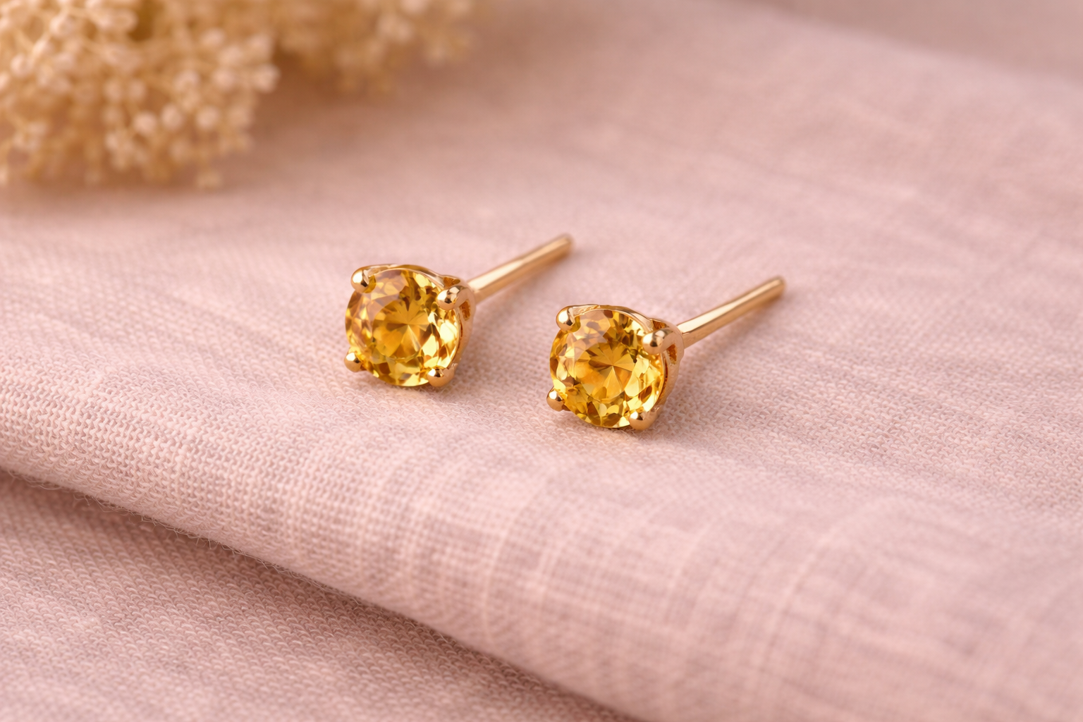 Ember Studs — small gold stud earrings with citrine